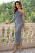 one-shoulder-long-sleeve-dress Sophia's Trends - Sophia's Style-Cloudy Blue-L